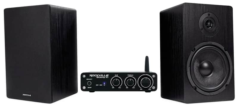 Rockville BLUAMP 21 Bluetooth Home Audio Receiver Amp+(2) 6.5" Black Speakers image 1
