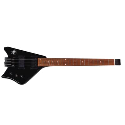 BootLegger Guitar Spade Black Headless With Stiletto Case & Flask image 1