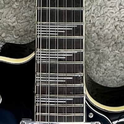 Luna ATHHBG12BLK Athena Semi-Hollow-Body 12 string Electric Guitar, Black image 7