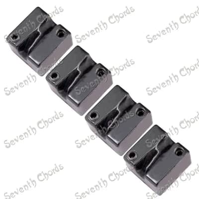 4 Piece Black Headless Bass Guitar Bridge Saddles image 2
