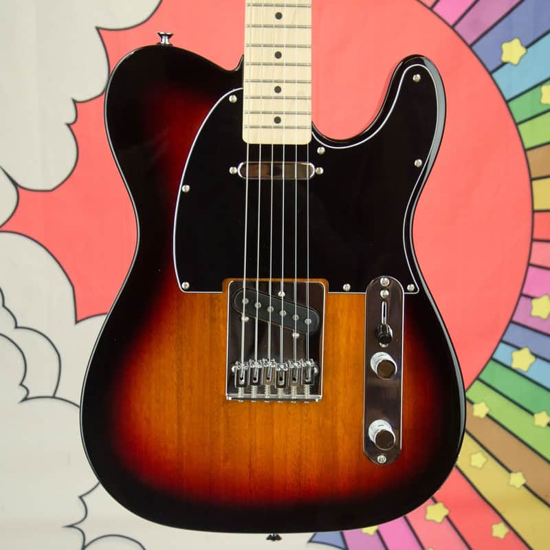 Used Squier Telecaster Guitar, 3 Tone Sunburst, Maple Fingerboard, Carry Bag image 1