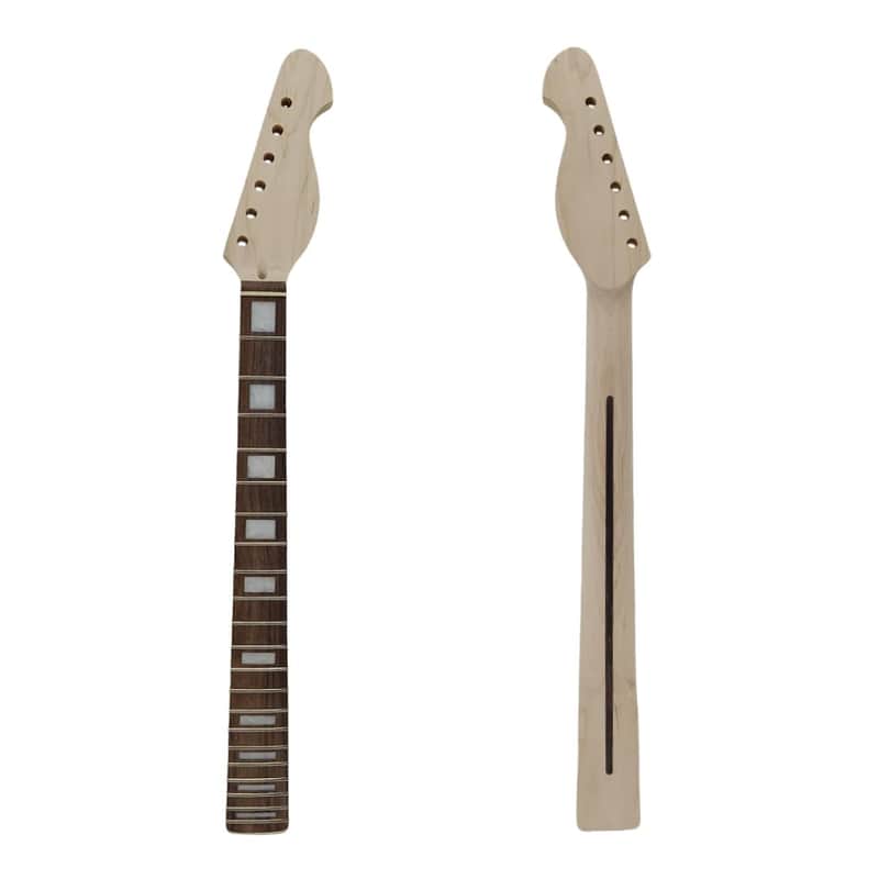 Electric Guitar Neck, 21 Fret 25.5 Inch (648mm) Replacement Necks, Maple with Rosewood Fretboard, Square Inlays, Bound Edges (Bottom Truss Rod Adjust) image 1