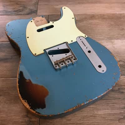 Made to Order - FRANCHIN Mars guitar body Relic Aged 100% Nitro Lacquer COLOR OVER COLOR (Butterscotch/ Sunburst/ Black/ White/ Blue/ Green/ Yellow/ Red/ Pink/ Burgundy/ Purple/ Gold/ Silver, etc.) Basswood Poplar Telecaster-Tele-T-Style Made in Italy image 8
