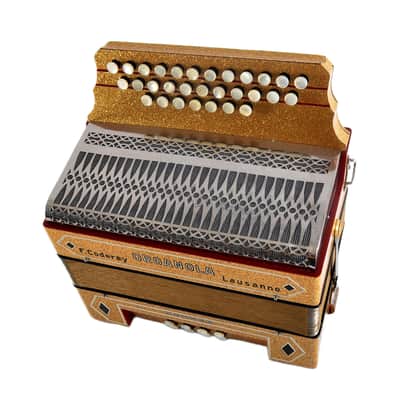 Rare Diatonic Button Accordion Hohner Organola by F. Coderay Lausanne, Switzerland+Original Case&Straps~Squeezebox-C System-powerful voice image 6