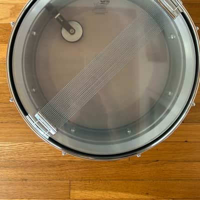 Ludwig L-404 Acrolite 5x14" 8-Lug Aluminum Snare Drum with Rounded Blue/Olive Badge 1979 - 1993 - Gray image 4