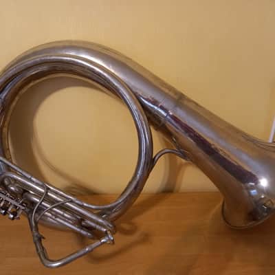 Helicon Tuba "Eb"  Soviet 3 Valves Brass Pipe Wind Instrument USSR Vintage and Rare image 1