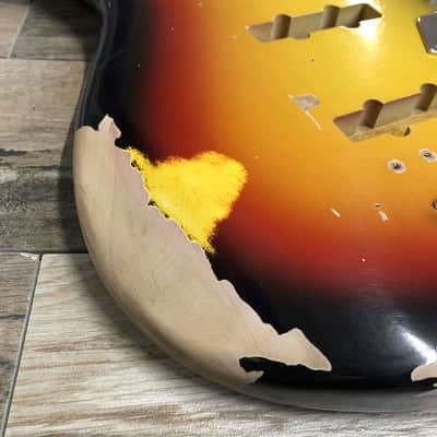 Made to Order - FRANCHIN Uranius bass body JACO PASTORIUS REPLICA Relic Aged Sunburst 100% Nitro Lacquer Alder Jazz-Bass Style Made in Italy image 5