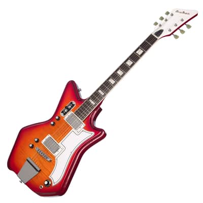 Airline Guitars Jetsons 2P FM Cherry Burst Flame image 6