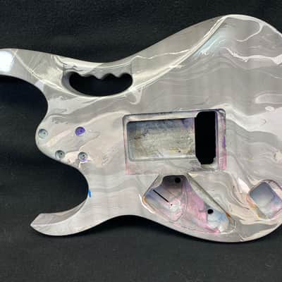 Gray and Silver Swirled alder 6 string Jem style guitar body, HSH, AANJ, rear route- RB216 image 3