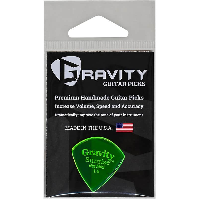 GRAVITY PICKS Sunrise Big Mini Polished Fluorescent Green Guitar Picks 1.5 mm image 1