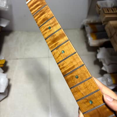 Reverse head Stainless steel 22fret Roasted flame Maple Electric guitar neck Satin 25.5in parts image 2