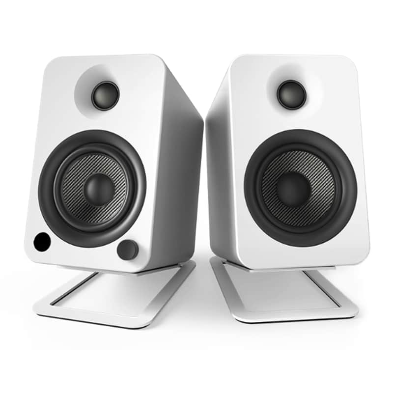Kanto: YU4 Powered Bookshelf Speakers - Matte White (YU4MW) +S4 Stands - White image 1
