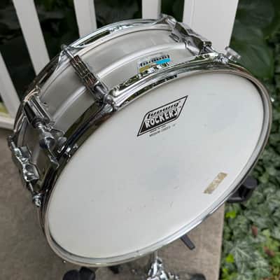 All Original Ludwig Acrolite 5x14" 8-Lug Aluminum Snare Drum w/ Rounded Blue/Olive Badge image 24