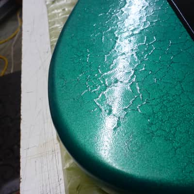 Applause HSS , Strat Style : 2 Vol, 1 Tone , 5 Way Switch , Mini Toggle Locking Tremolo - Re-Painted Crackle Green image 14