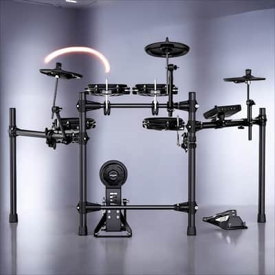 Nux DM-210 Electronic Drum Kit – Mesh Heads, Quiet Practice, Compact All-in-One Set image 2