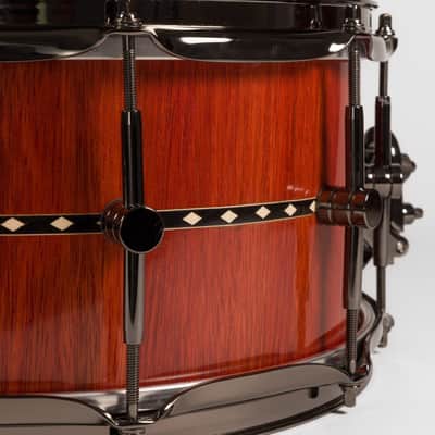Old Star Drum Co. Bloodwood w/Inlay Stave Snare 2023 - High Gloss image 4