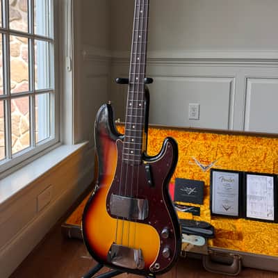 2021 Fender Custom Shop ‘61 Precision Bass Relic - 3 Color Sunburst image 4