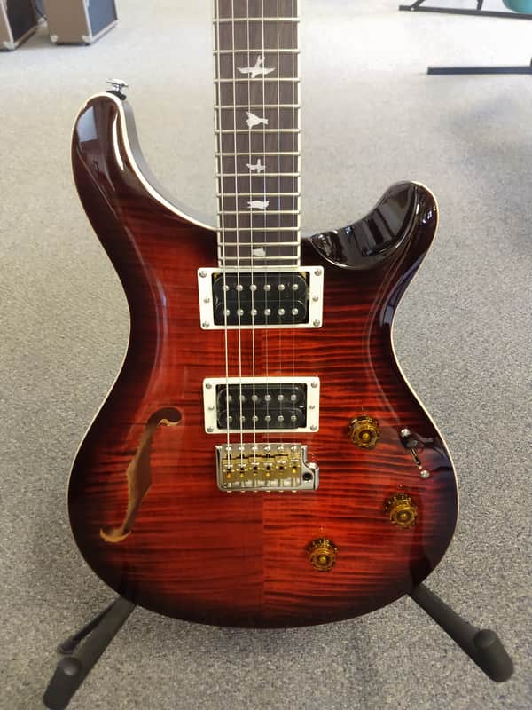 New 2025 PRS Paul Reed Smith SE Custom 24 Semi-Hollow Piezo Electric Guitar - Orange Tiger Smokeburst with PRS SE Gigbag image 1