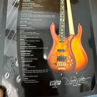Warwick Teambuilt Streamer LX 2025 Limited Edition 5- string bass  - Honey Sunset Burst. 8lbs 3oz w/gig bag + goodies. New! image 23