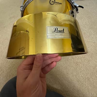 Pearl Free-Floating Snare Drum 14x6.5” (2nd Gen) 90s - Acrylic Crystal Beat + Brass Shell image 3