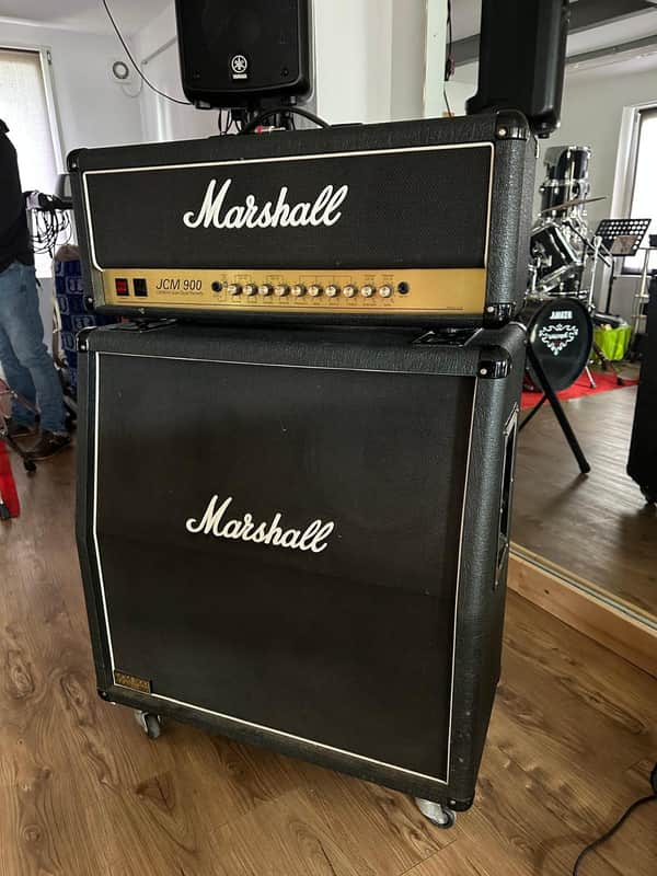 Marshall JCM 900 Lead Series Model 1960A 4x12" Angled Guitar Speaker Cabinet 1997 - Black (SOLD AS COMBO WITH HEAD) image 1