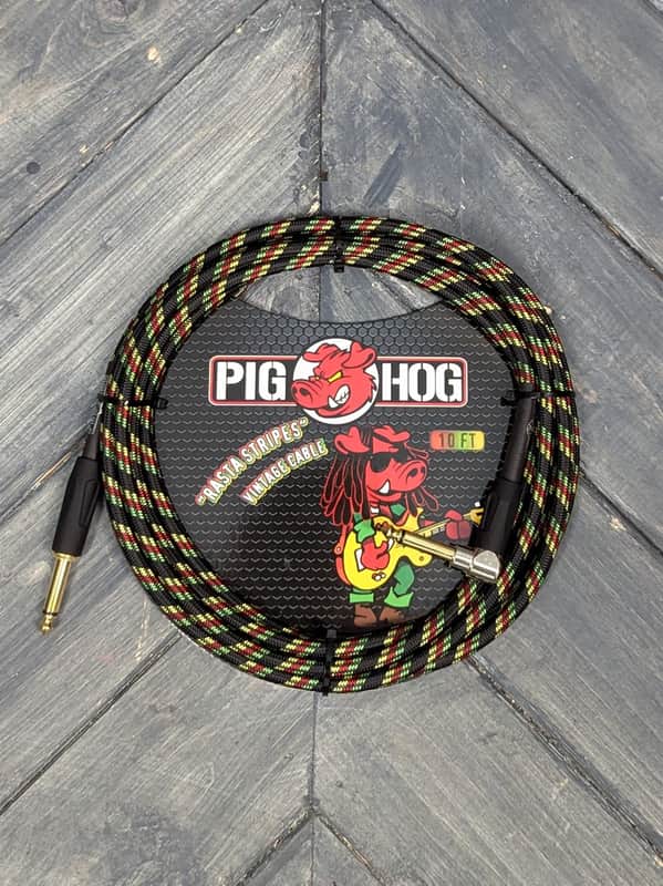 Pig Hog Rasta PCH10RAR 10ft Straight to Right Angle Instrument Cable image 1