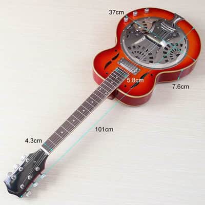 Cherry Burst Custom Resonator Electric Acoustic Guitar, Flamed Maple Top Body, Mahogany Neck image 4