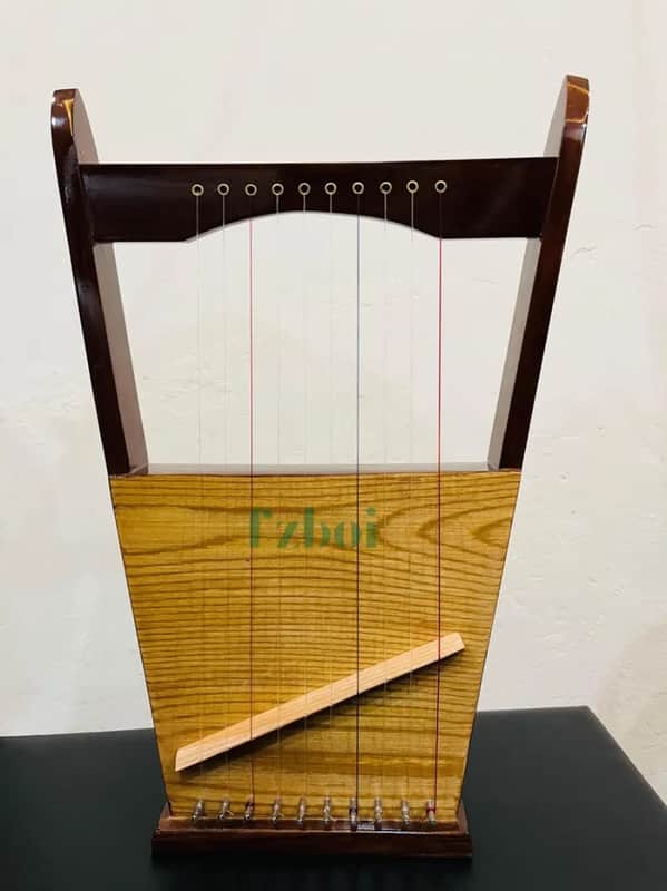 Handcrafted 10-String Kinnor Harp: Biblical Instrument, Natural Wood Finish image 1