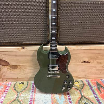 Gibson CME Exclusive SG Standard with T-Type Pickups, Tortoise Pickguard 2018 - Olive Drab image 2