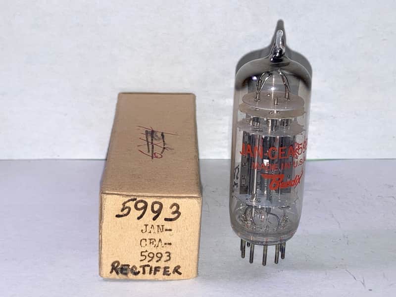 1956 Bendix Redbank 5993 TE-10 4 Mica Mil-Spec Rectifier Tube, NOS/NIB, Tested, Possible 6X4 Replacement -READ DESCRIPTION image 1