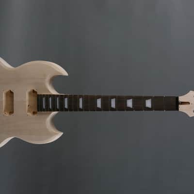 Unbranded Double Cut  Electric Guitar DIY Kit Natural Unfinished image 10
