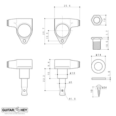 NEW Gotoh SG301-P1 Tuning Keys L3+R3 w/ Large PEARLOID Buttons Set 3x3 - CHROME image 3