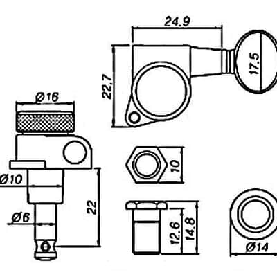 Tuners for Stratocaster and Telecaster Guitars - GA05 Machine Heads - Chrome 6-in-line RH image 3