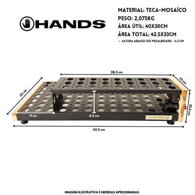 Pedalboard VTX 12x16 With Softcase Luxury - Natural Teak - with Riser - Hands Custom image 2
