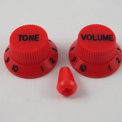 Red Volume & Tone Knobs + Matching Tip to fit Ibanez or Yamaha guitar