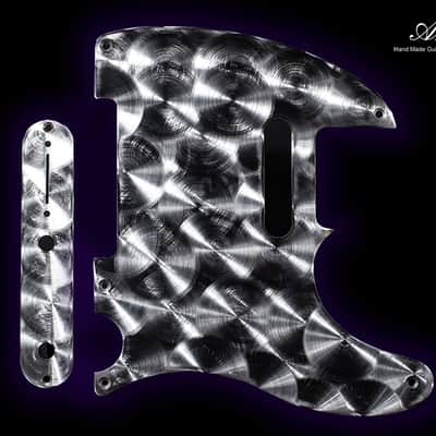 Magic Telecaster Pickguard Silver SET-of-2 w Control Plate Holographic Circles Made from Steel Tele Pickguard for Fender image 1