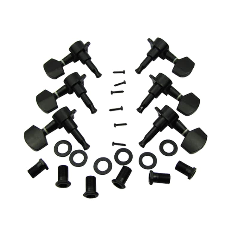 Musiclily 3+3 Set Big Button Guitar Sealed String Tuning Machines Heads Tuners Right Hand,Black image 1