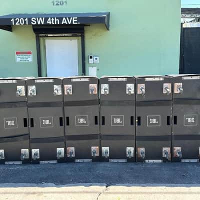 JBL VERTEC VT4889  3 WAY LINE ARRAY SPEAKERS W/ DOLLY & COVERS #343 (LOT OF 4) image 4