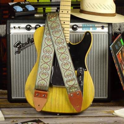 2'5 Inch wide retro Pardo guitar strap model Grey Zeleste Backing Suede image 2
