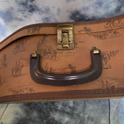 Vintage RARE 1952 Harmony Made Cowboy and Indians Scene Cowboy Guitar Acoustic Guitar Case image 6