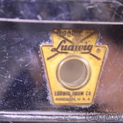 Ludwig Supraphonic 14x5" Snare Drum Red Felt 1964 USA Vintage 60s Keystone Badge image 3