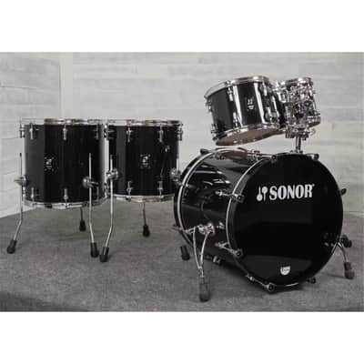 Used Sonor Prolite 5pc Drum Set Piano Black Lacquer - Very Good