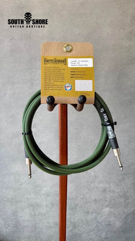 Rattlesnake 10' Standard Instrument Cable (Straight to Straight, Radar Olive) image 1