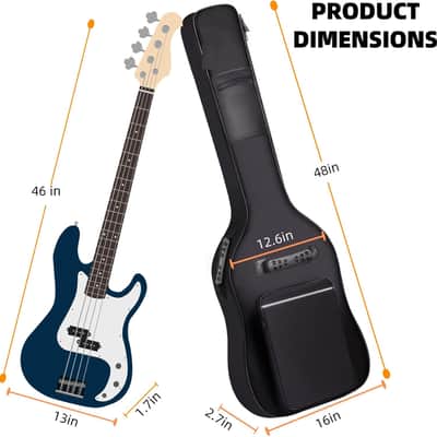 Bass Guitar Bag Gig Bag 0.3in Padding Black Padded Waterproof Backpack Soft Electric Bass Case White image 2