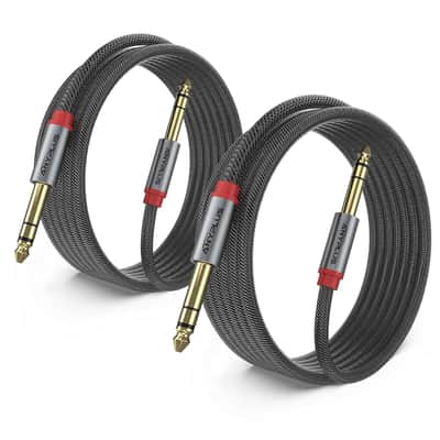 Guitar Cable, 2 m, 6.35 mm Cable Jack to Jack, Fish Wire Braided 6.35 mm Stereo Instrument for Guitar, Bass Amplifier, Key Instrument, Electronic Piano, etc. image 1