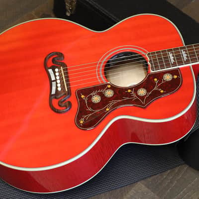 2015 Gibson SJ-200 Acoustic Guitar Trans Cherry Red + OHSC Owned By Lzzy Hale & Joe HottingerHalestorm image 3