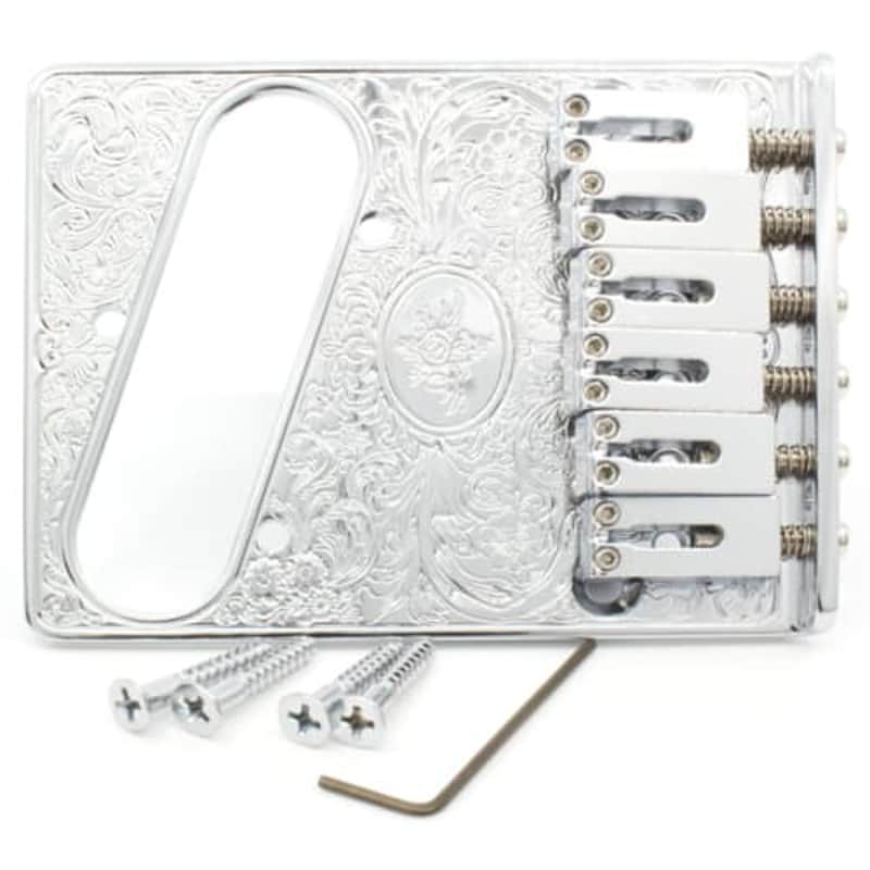 Bridge - Gotoh, GTC-Art-02, Modern, for Telecaster, Artistic Engraved Chrome image 1