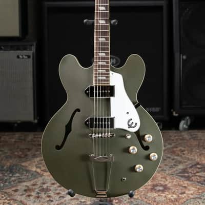 Epiphone Casino Worn Electric Guitar - Olive Drab with Gig Bag - Used image 4