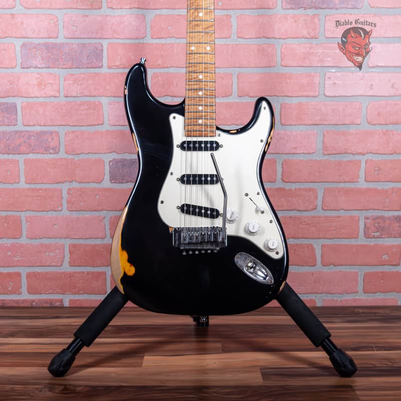 Medium Rare Guitars Diablo “Rat Strat” Relic Black Over Sunburst Heavy Relic 2022 w/Hardshell Case image 1