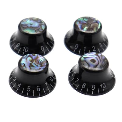 4pcs Guitar Volume Tone Black Knobs with Abalone Top image 1